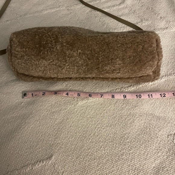 Vince Camuto Issey Faux Sherpa- Genuine leather trim Crossbody Bag-Taupe - Picture 9 of 13